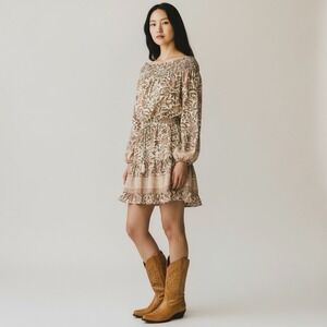 EMMER & OAT Womens‎ Floral Tiered Lined Off The Shoulder MIDI Dress Sz M NEW